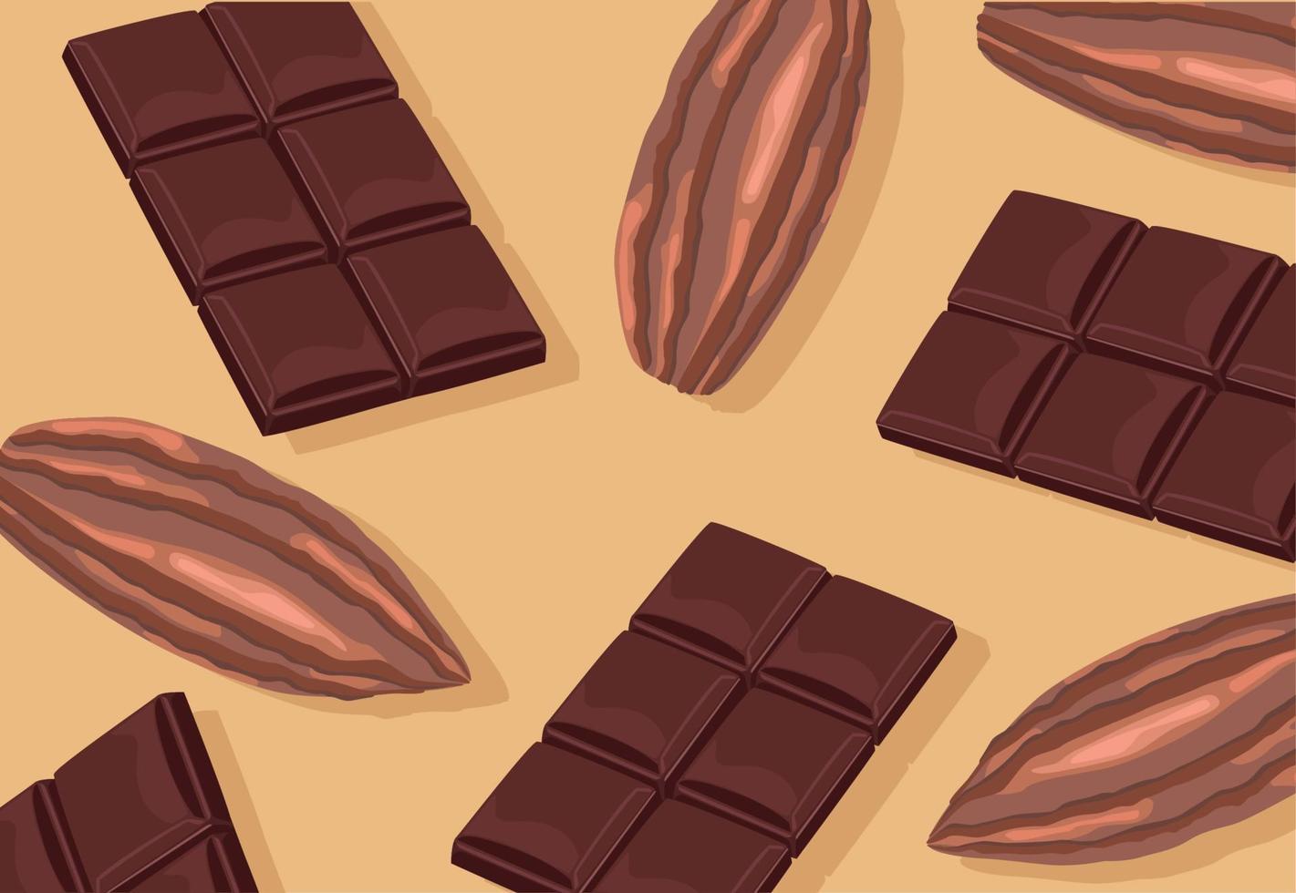 chocolate bars and cacaos vector