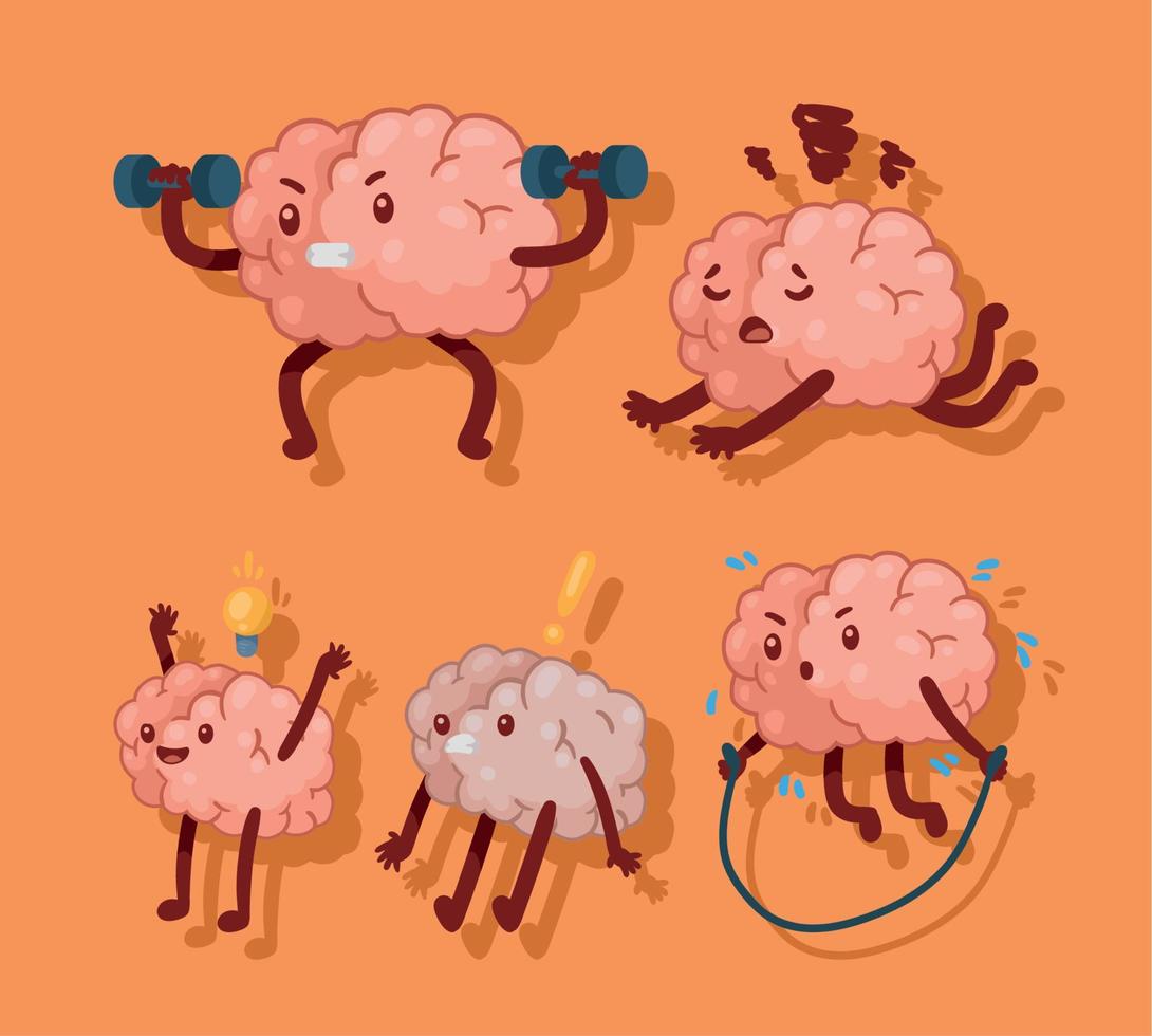 five brains comic characters vector