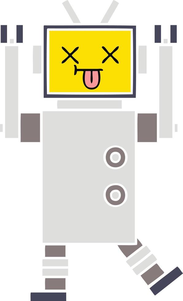 flat color retro cartoon robot vector