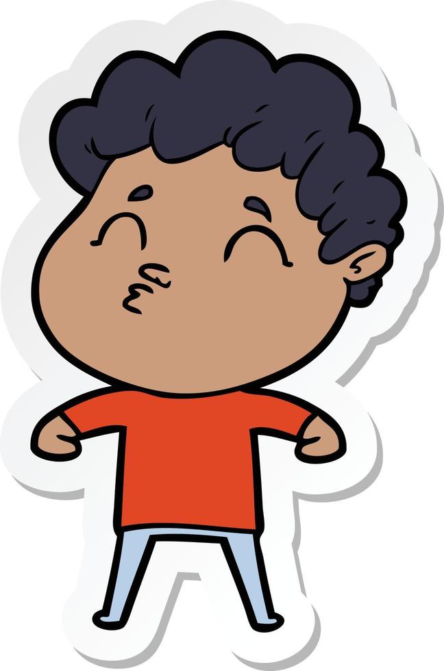 sticker of a cartoon man pouting vector