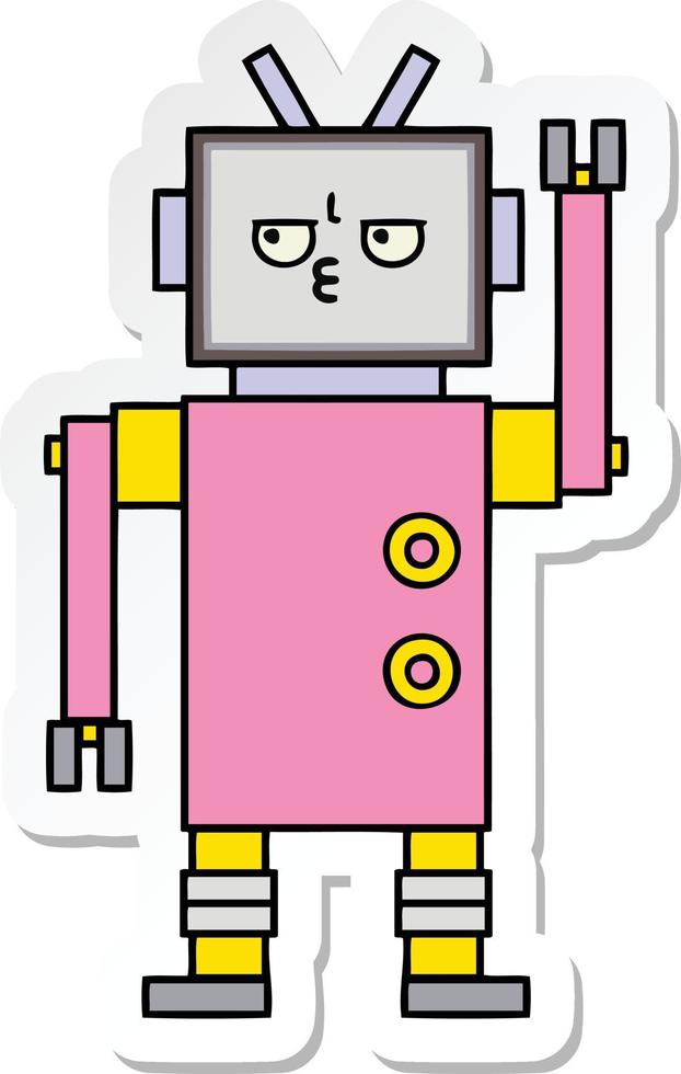 sticker of a cute cartoon robot vector