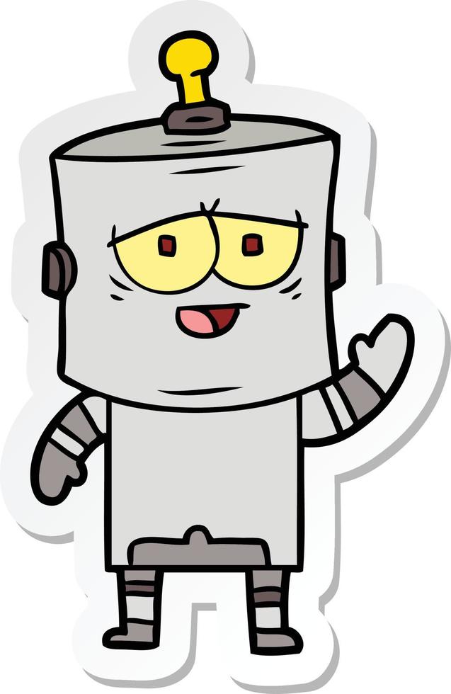 sticker of a cartoon robot vector