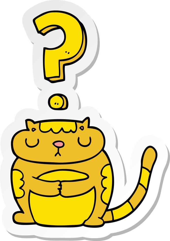 sticker of a cartoon cat with question mark vector