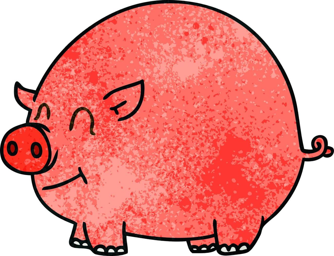 quirky hand drawn cartoon pig vector