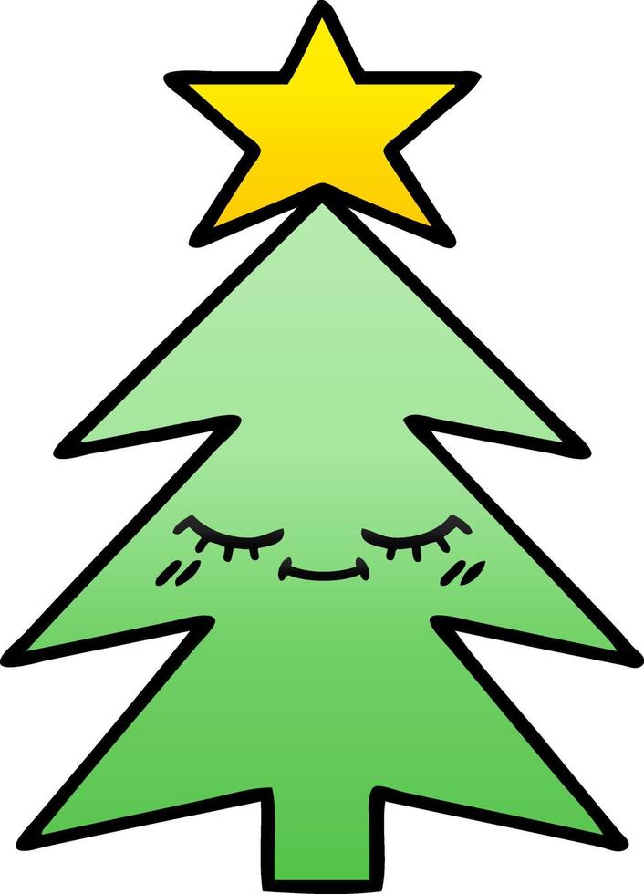 árbol de navidad de dibujos animados sombreado degradado vector