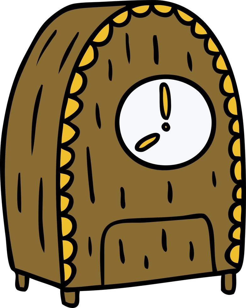 cartoon doodle of an old fashioned clock vector