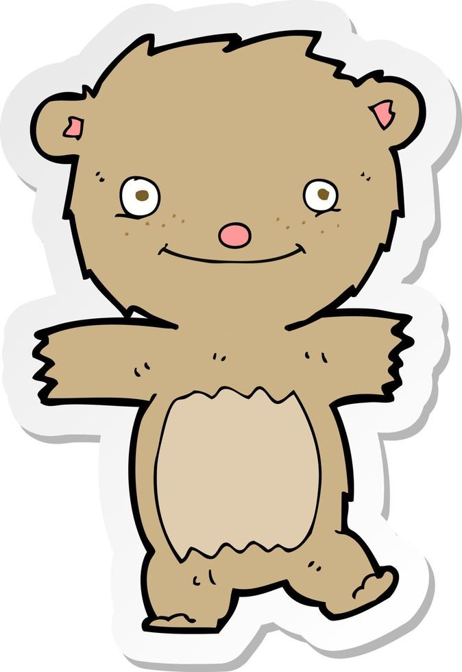 sticker of a cartoon teddy bear vector