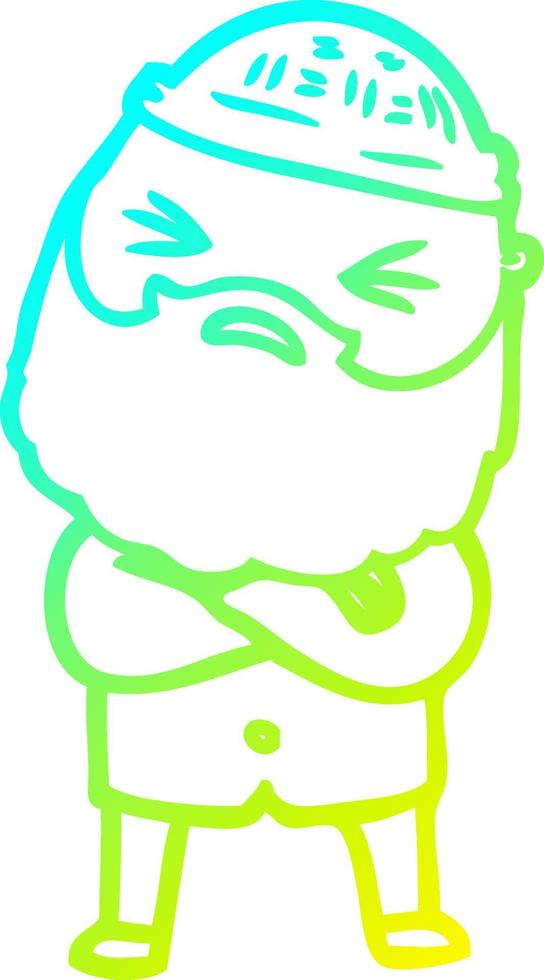 cold gradient line drawing cartoon man with beard vector