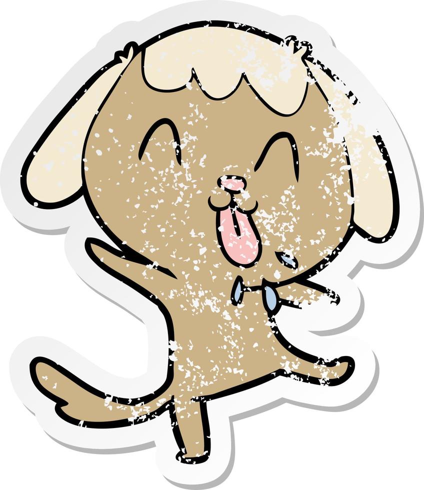distressed sticker of a cute cartoon dog vector