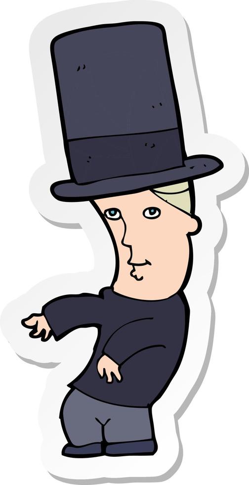 sticker of a cartoon man wearing top hat vector