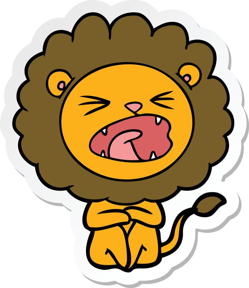 sticker of a cartoon angry lion vector