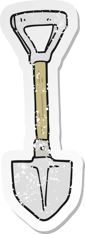 distressed sticker of a cartoon shovel vector