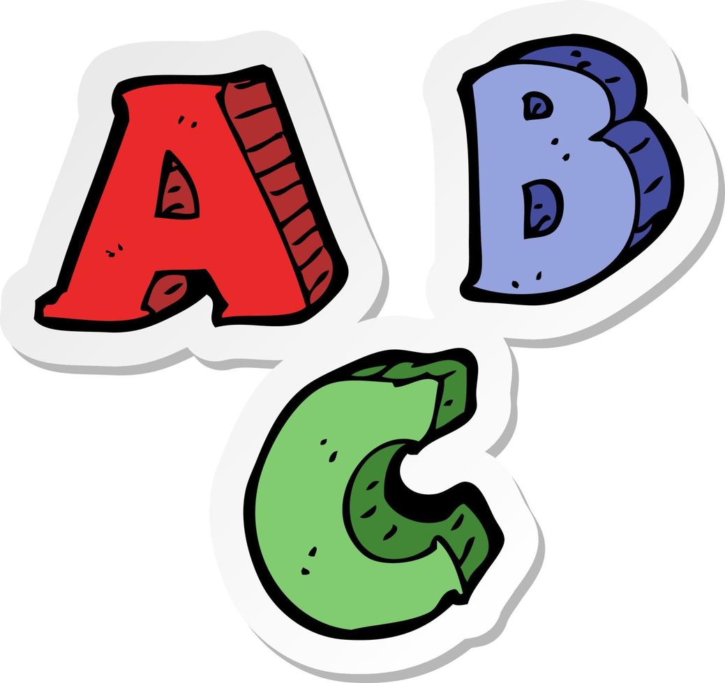 sticker of a cartoon ABC letters vector