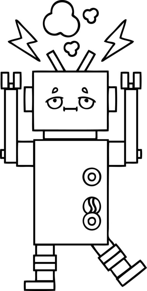 robot de dibujos animados de dibujo lineal que funciona mal vector