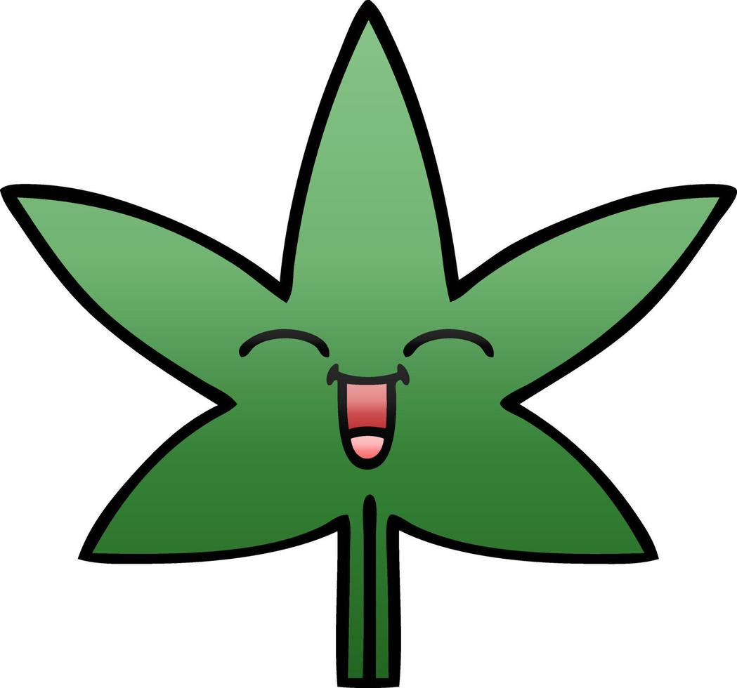 gradient shaded cartoon marijuana leaf vector