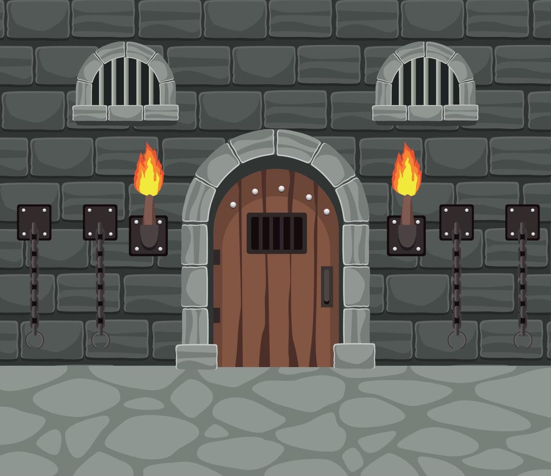 castle door and chains vector