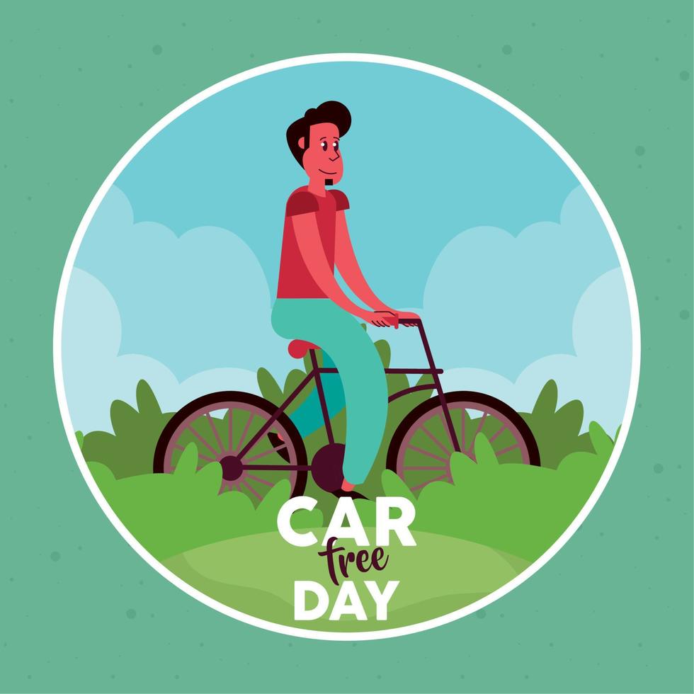 car free day circular frame vector