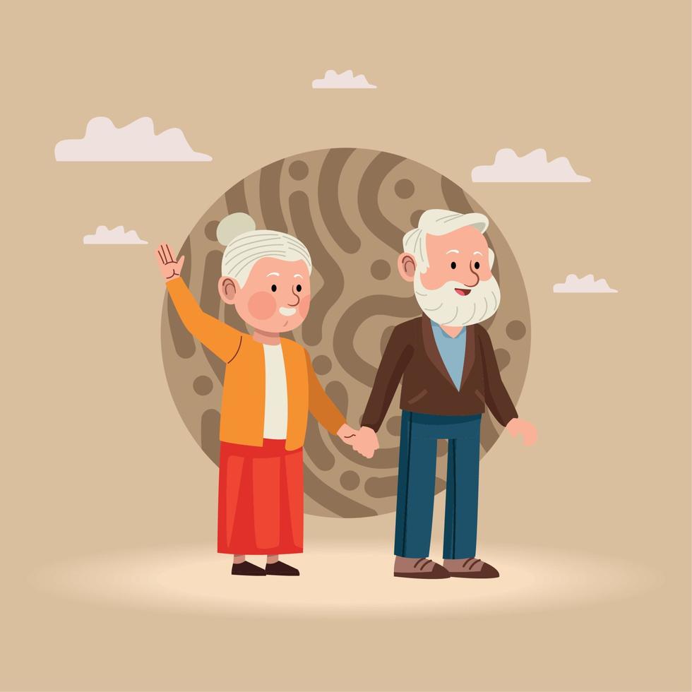 old couple holding hands vector