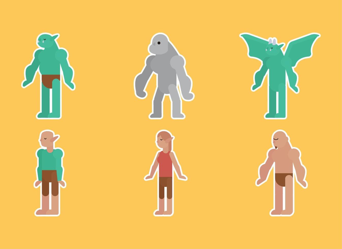 fantastic creatures characters vector