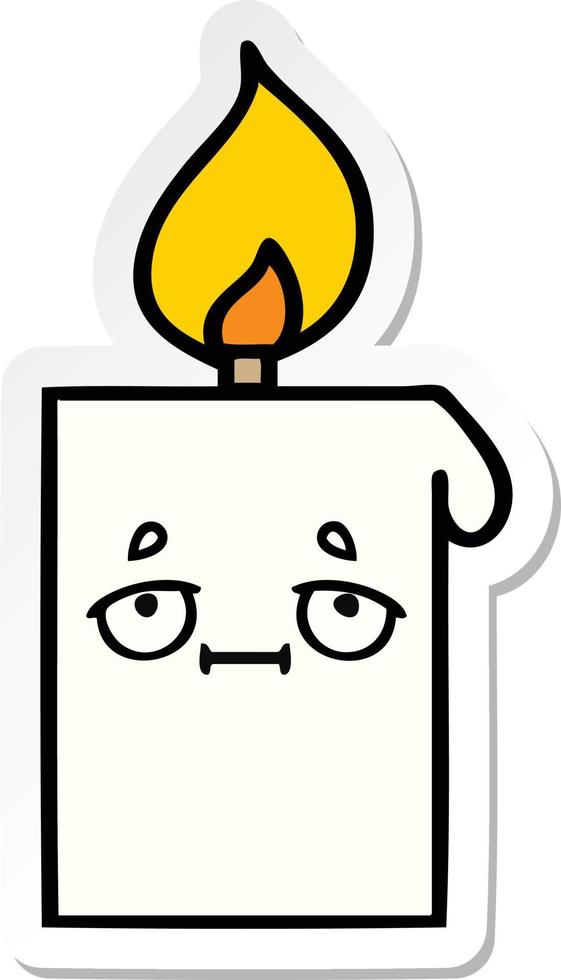 sticker of a cute cartoon lit candle vector