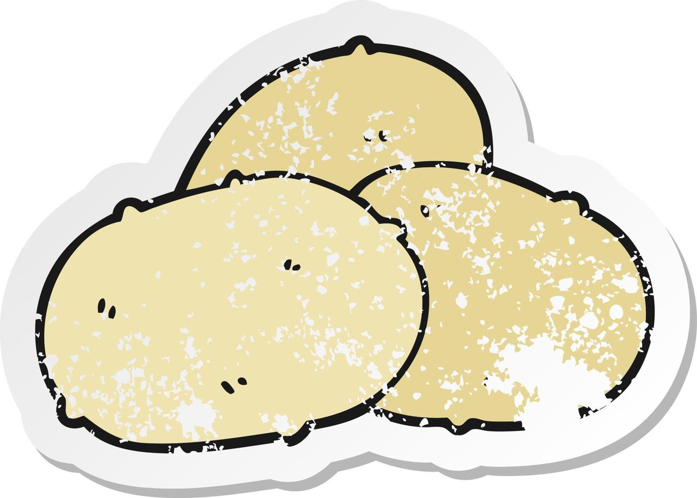 distressed sticker of a cartoon potatoes vector