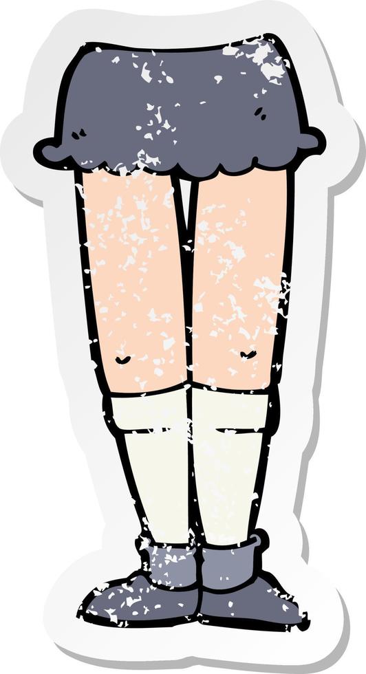 retro distressed sticker of a cartoon female legs vector