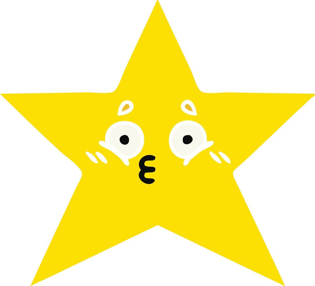 flat color retro cartoon gold star vector