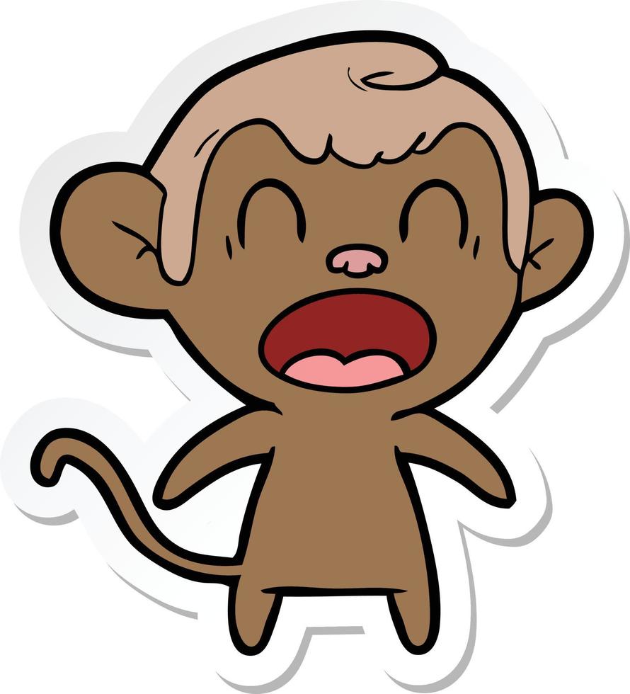 pegatina de un mono de dibujos animados gritando vector