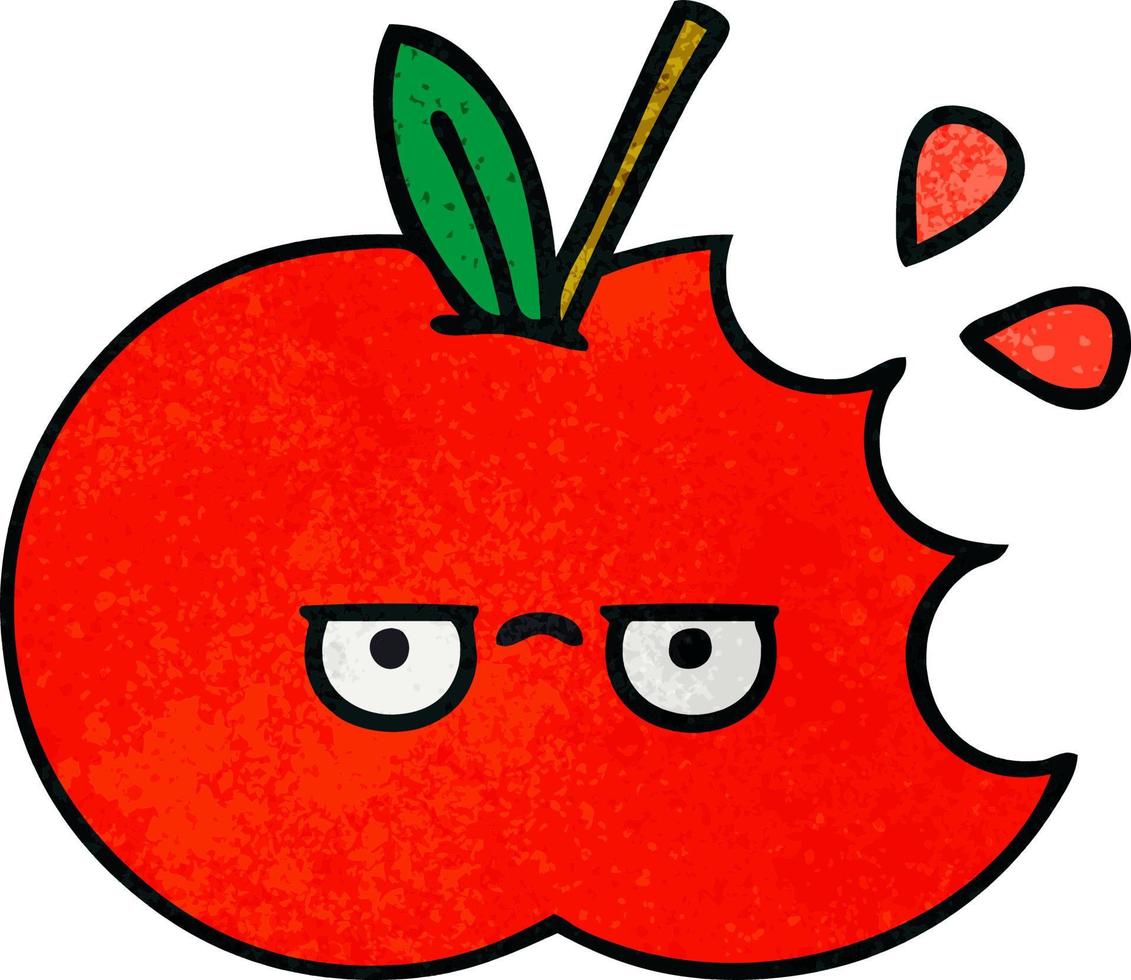 retro grunge texture cartoon red apple vector