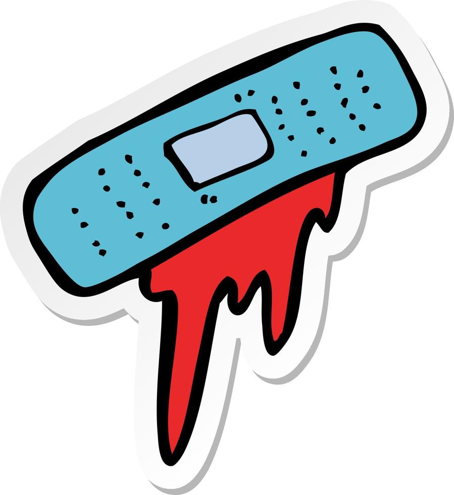 sticker of a cartoon bloody plaster vector
