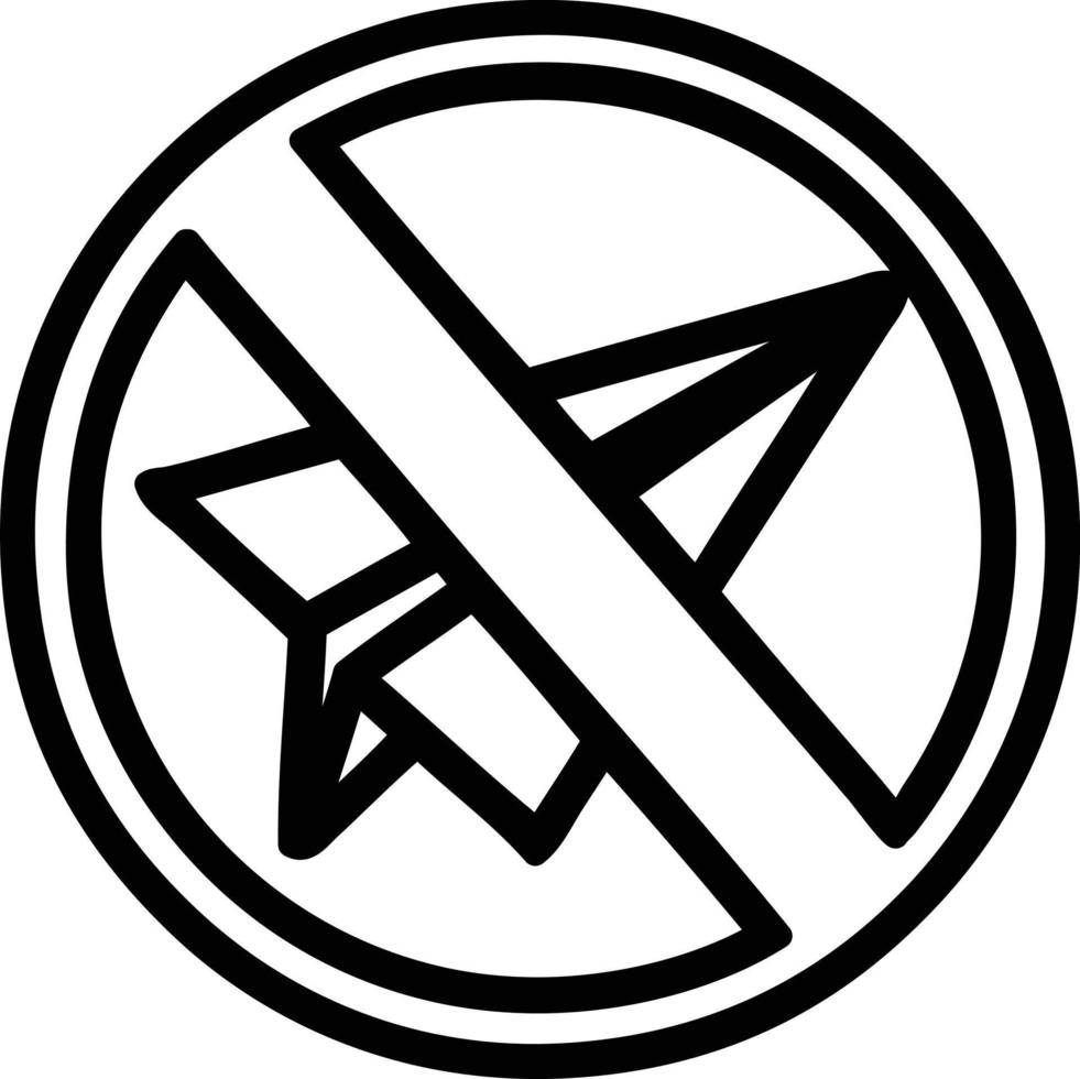 icono de prohibición de avión de papel vector