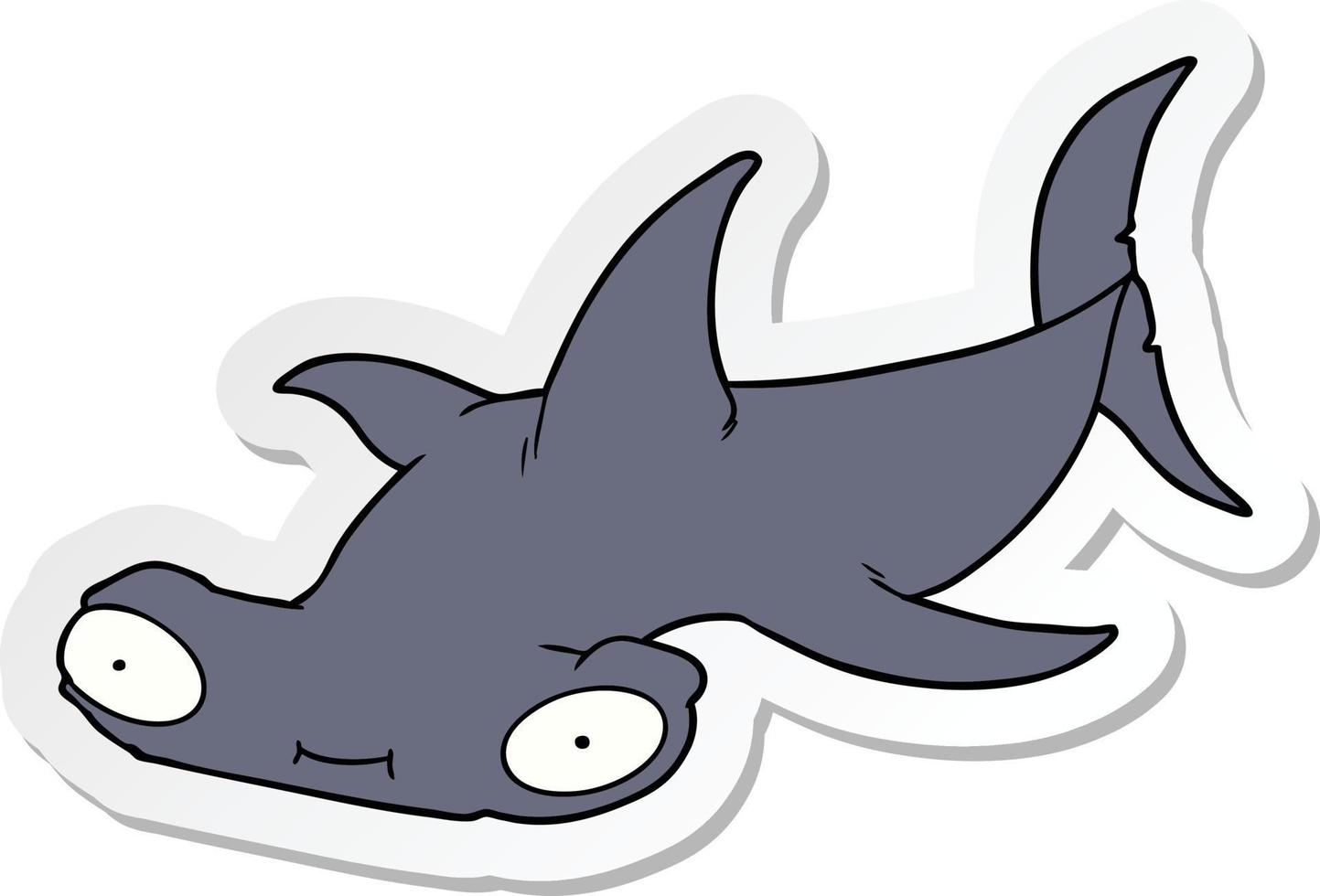 sticker of a cartoon hammerhead shark vector