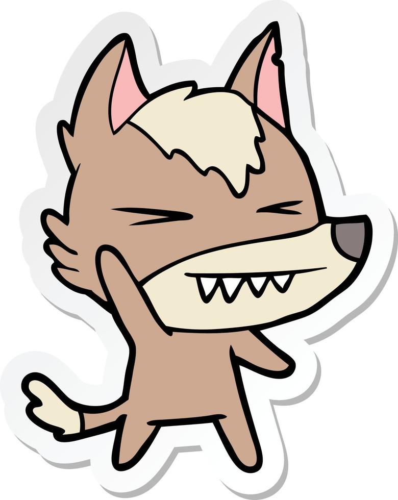 pegatina de una caricatura de lobo enojado vector