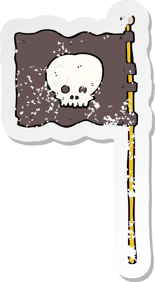 retro distressed sticker of a cartoon waving pirate flag vector