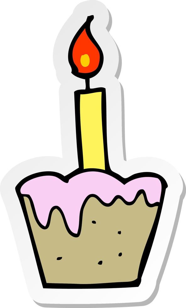 sticker of a cartoon cupcake vector