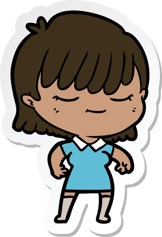 sticker of a cartoon woman vector