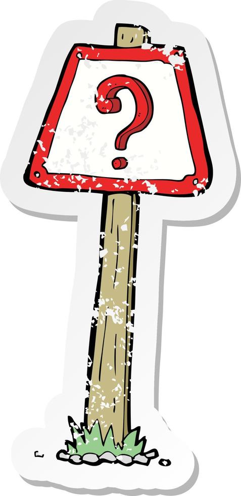 retro distressed sticker of a cartoon question mark sign vector