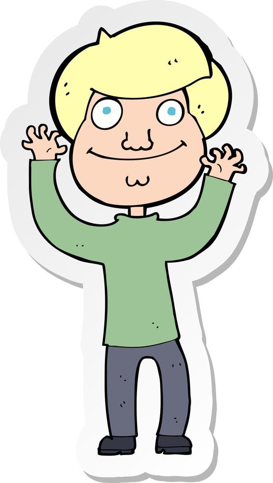 sticker of a cartoon happy boy vector