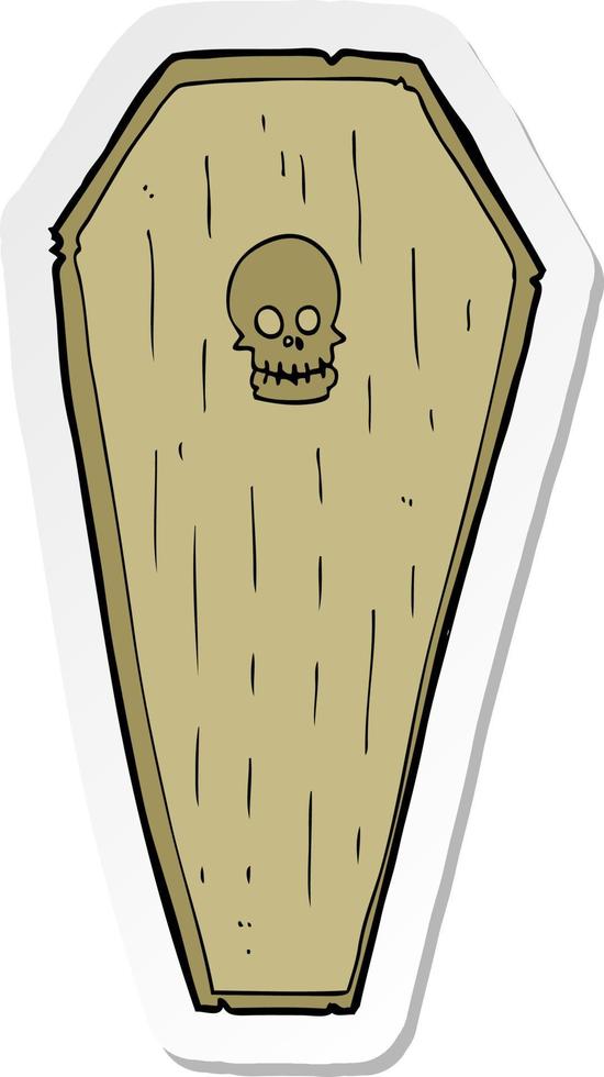 sticker of a spooky cartoon coffin vector