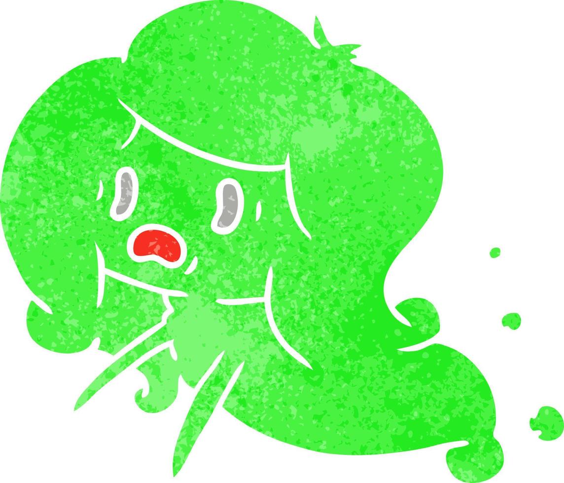 retro cartoon of kawaii scary ghost vector