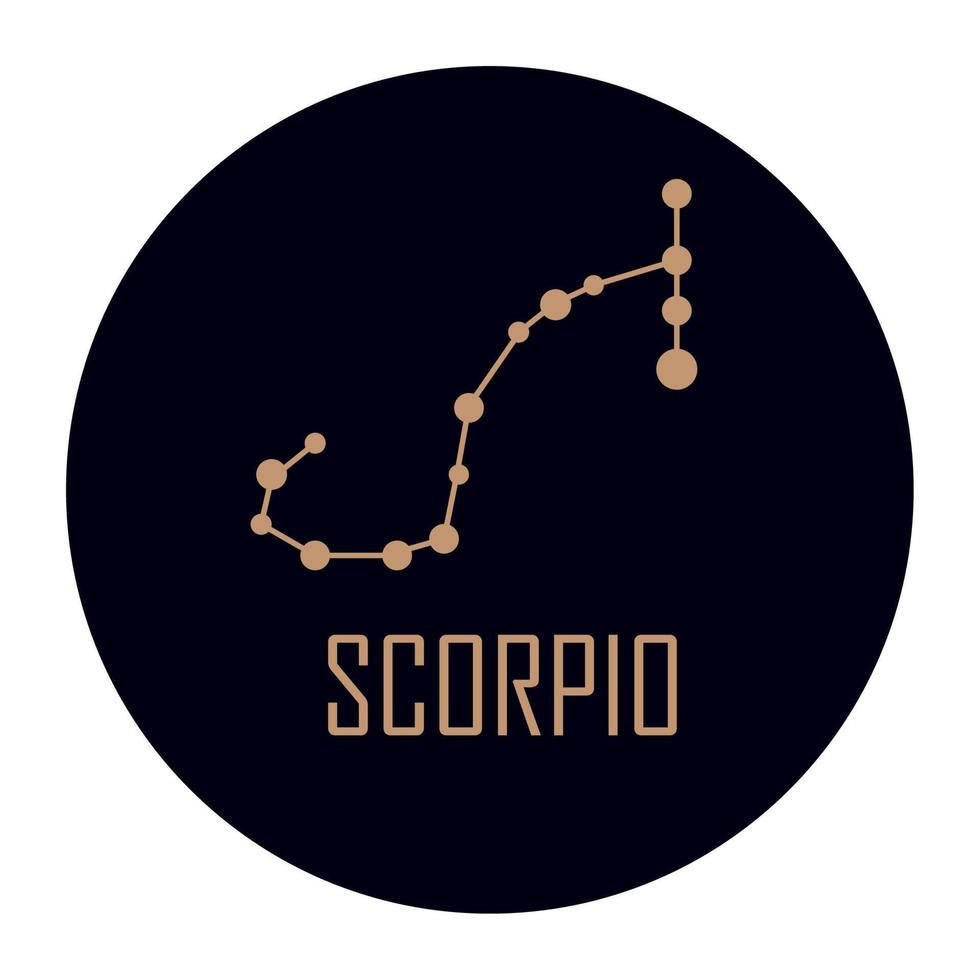 scorpio costellation golden stars vector