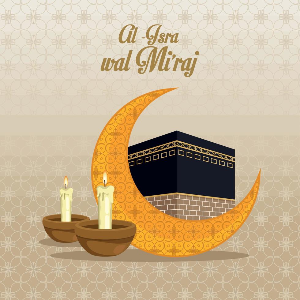 isra miraj lettering with moon vector