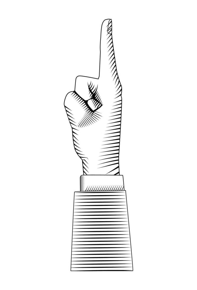 finger point up drawn vector