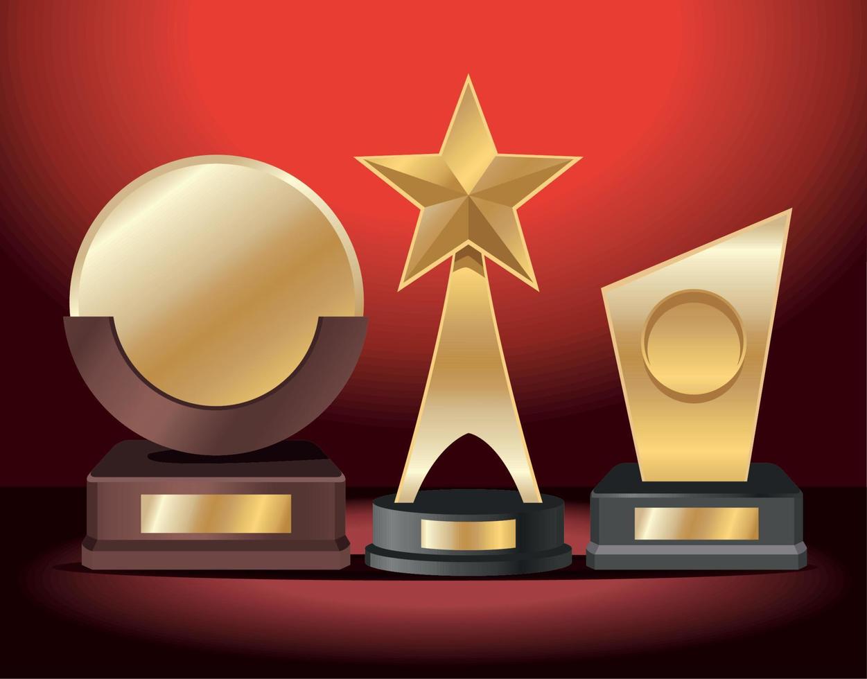 three golden awards vector