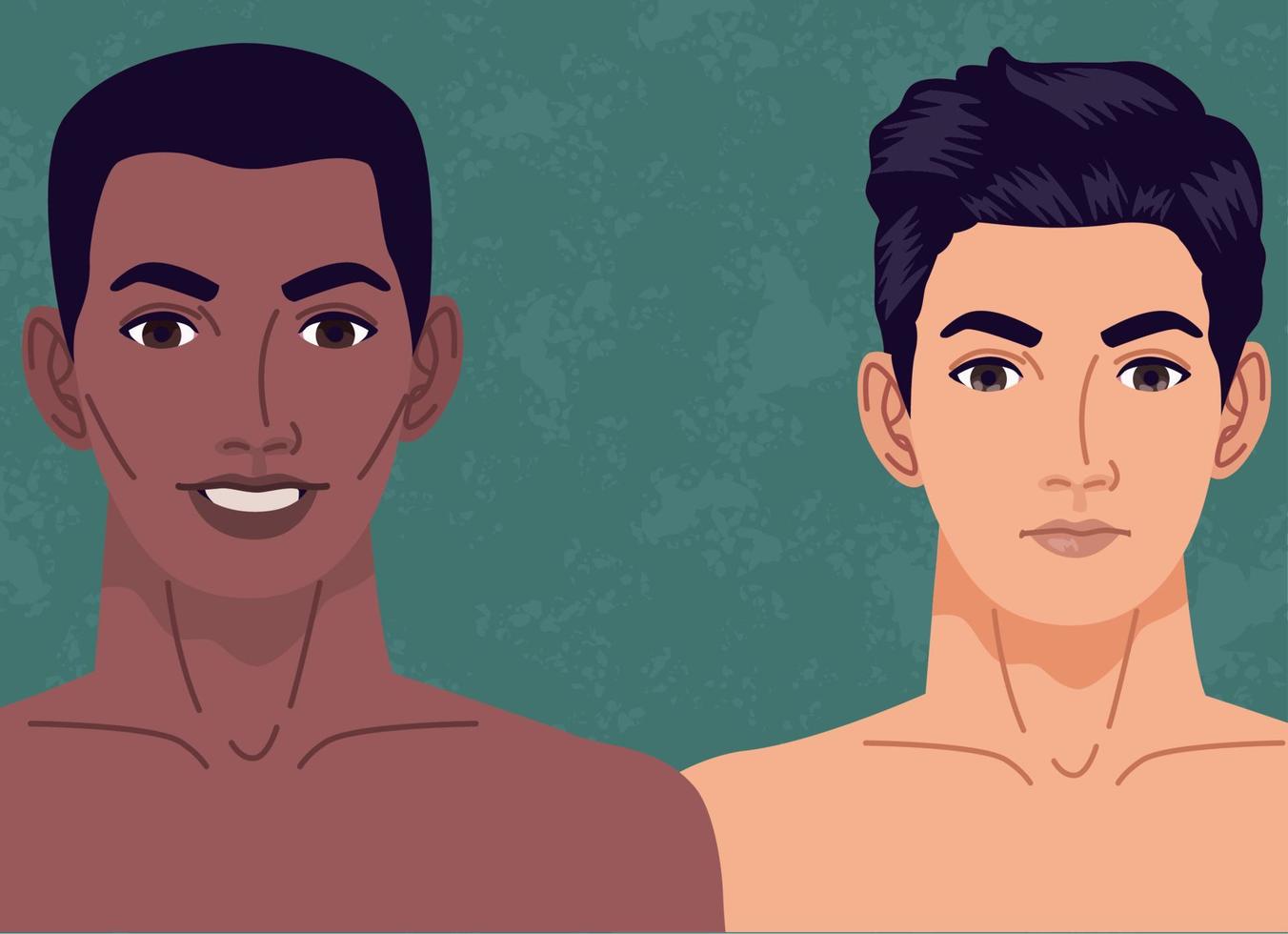 hombres desnudos interraciales vector