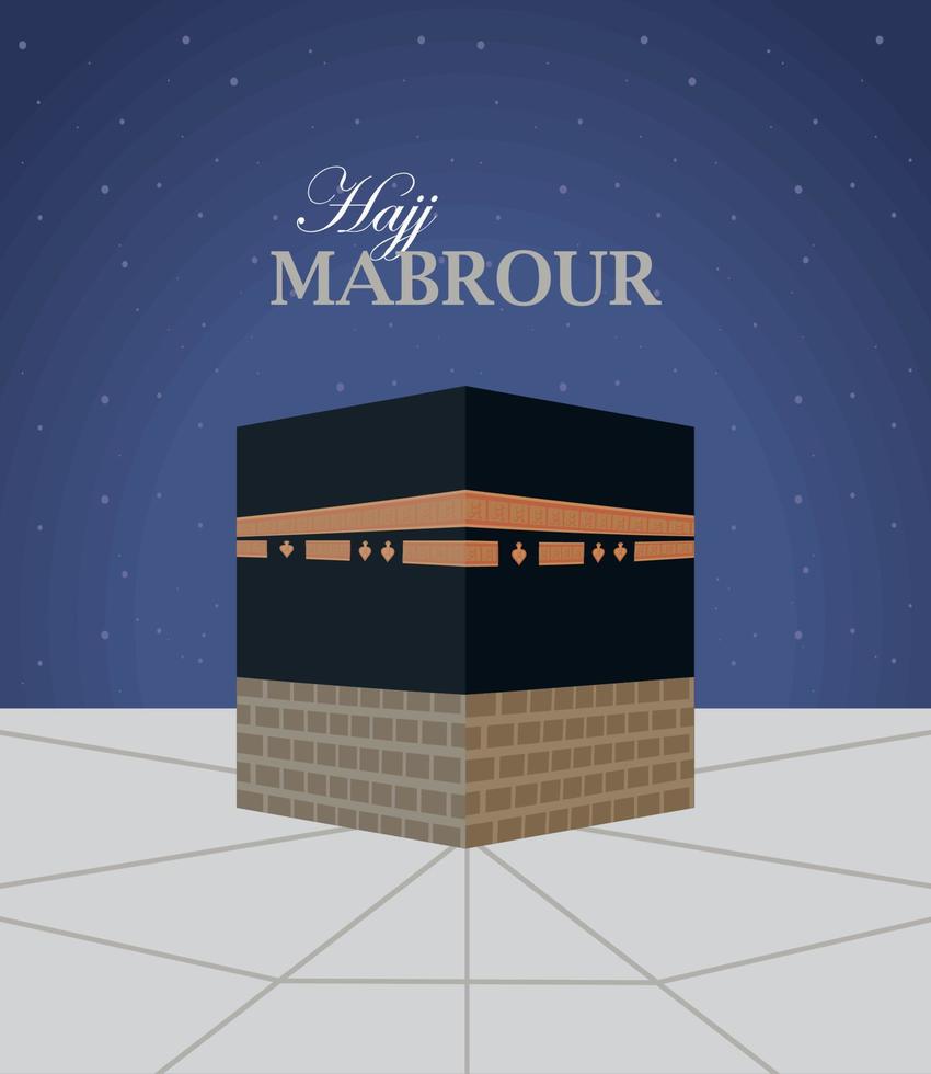 hajj mabrour lettering card vector