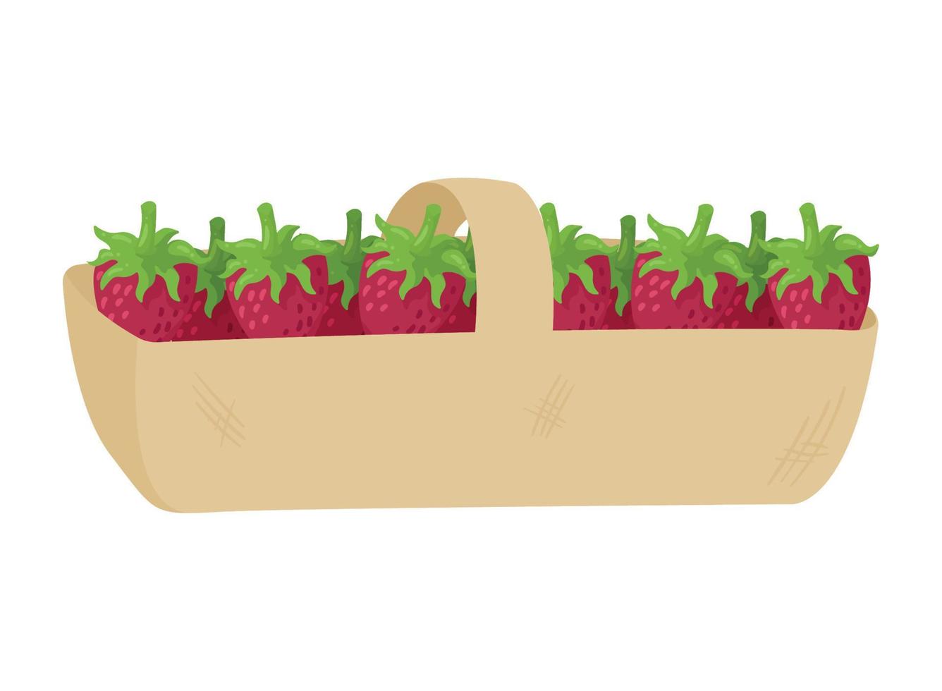 basket with fresh strawberries vector