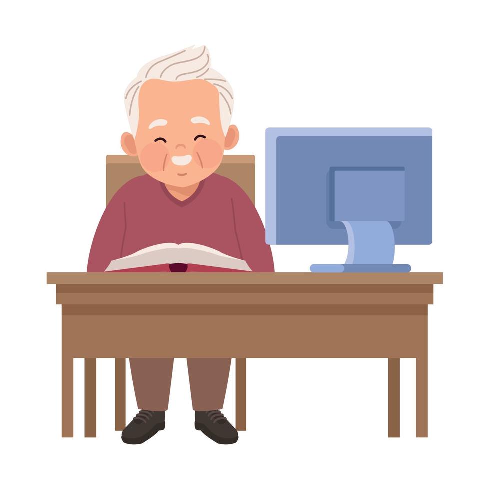 old man with textbook vector