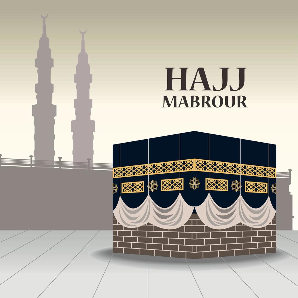 hajj mabrour lettering postcard vector