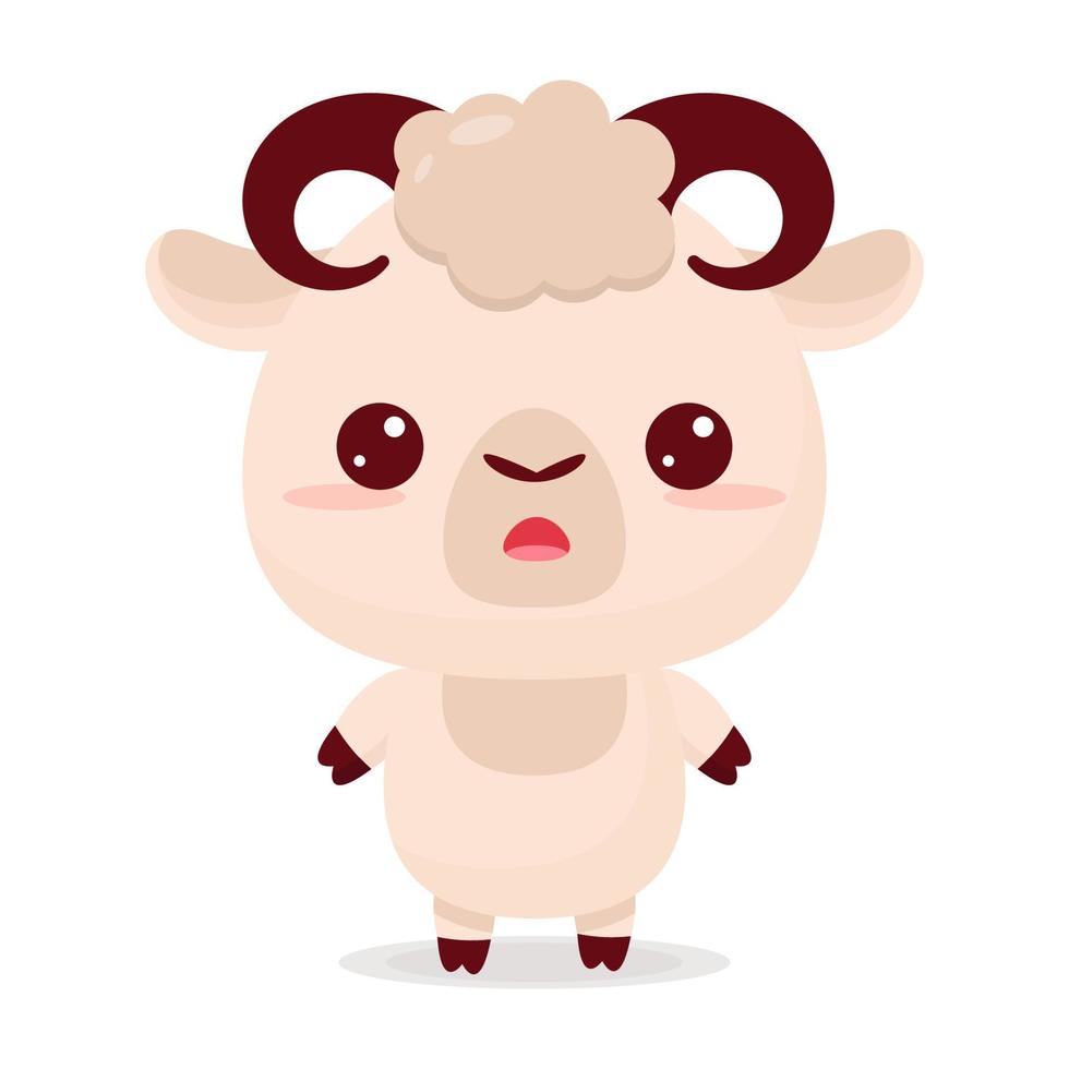 Colorful kawaii lamb in beautiful style on white background. Colorful vector illustration. Vector illustration art. Funny cartoon character.